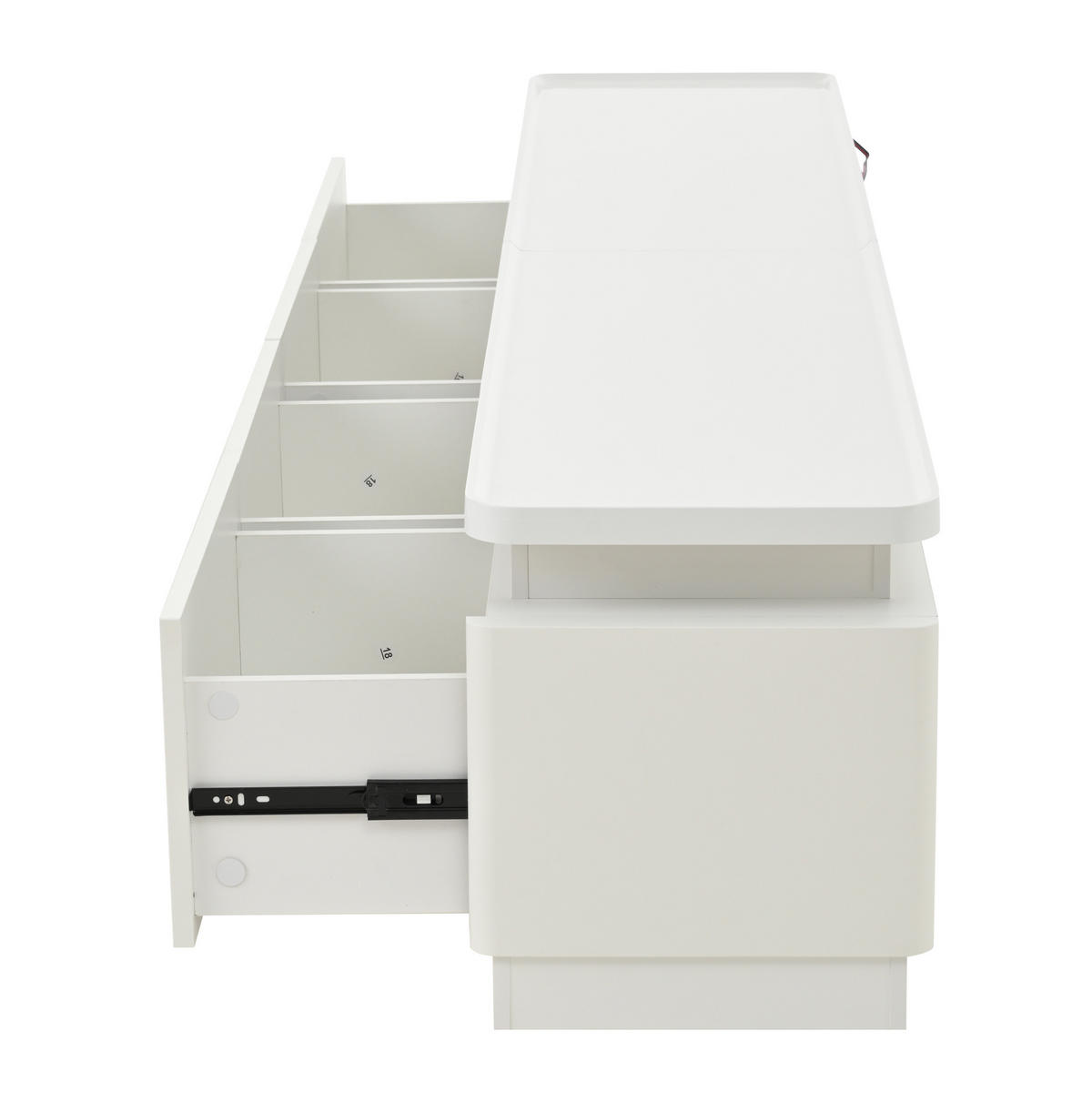 TV skříňka 180/34/40 cm bílá, vysoký lesk, LED a 4 zásuvky - bílá, kompozitní dřevo (180/40/34cm) - BEAOK