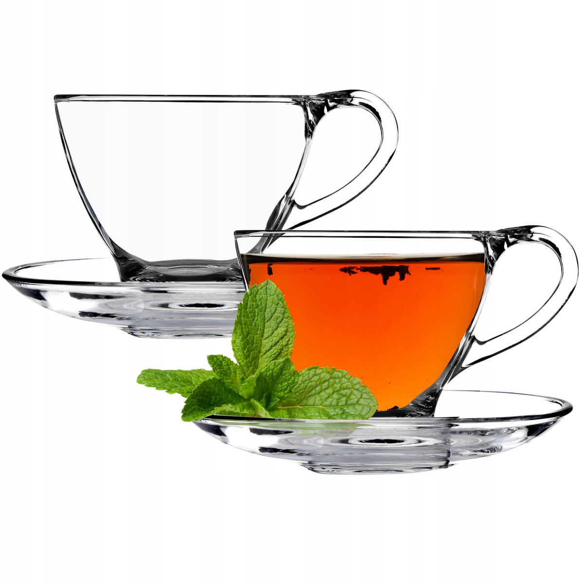 KADAX Tassen mit Untertassen für Kaffee und Tee 200ml 2 Stk. - Transparent, Glas (0.2L) - KADAX