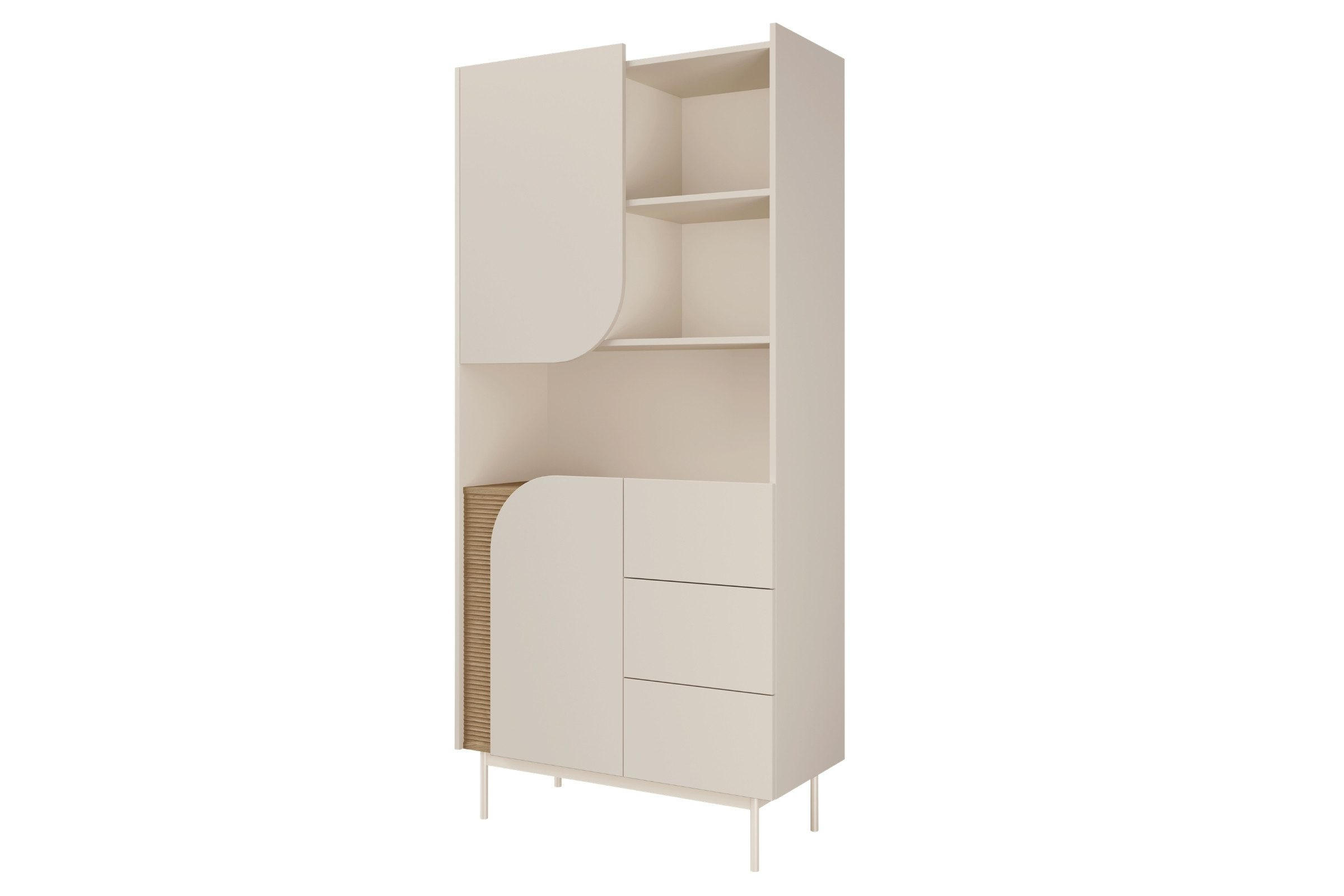 STANDREGAL CARLO 02 92/195/42 cm in Macadamia / Frühlingseiche - Kaschmir, Holzwerkstoff (92/195/42cm) - Deine Möbel 24