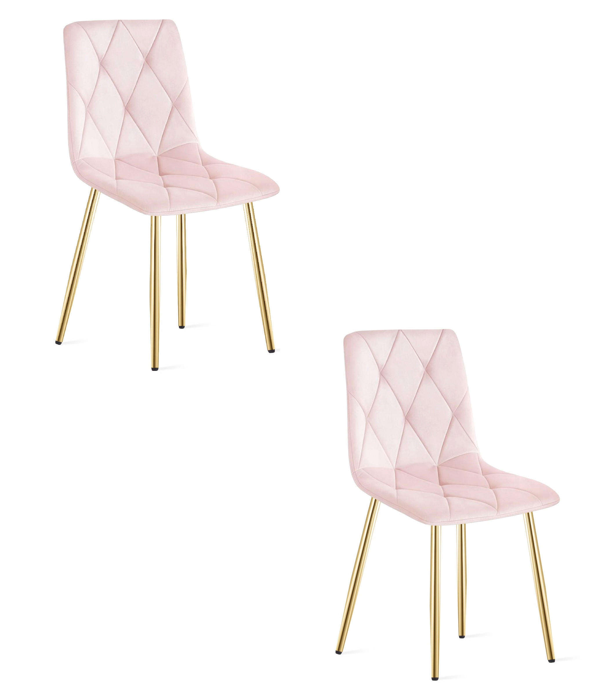 ESSZIMMERSTUHL 2-er Set TYRA hellrosa Sitz, Beine in Holzfarbe - Hellrosa/Eichefarben, Textil (44.5/87/54.5cm) - Valora