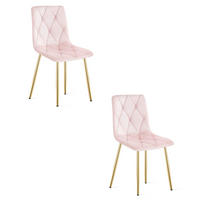 ESSZIMMERSTUHL 2-er Set TYRA hellrosa Sitz, Beine in Holzfarbe - Hellrosa/Eichefarben, Textil (44.5/87/54.5cm) - Valora