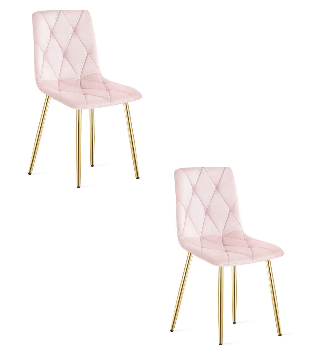 ESSZIMMERSTUHL 2-er Set TYRA hellrosa Sitz, Beine in Holzfarbe - Hellrosa/Eichefarben, Textil (44.5/87/54.5cm) - Valora