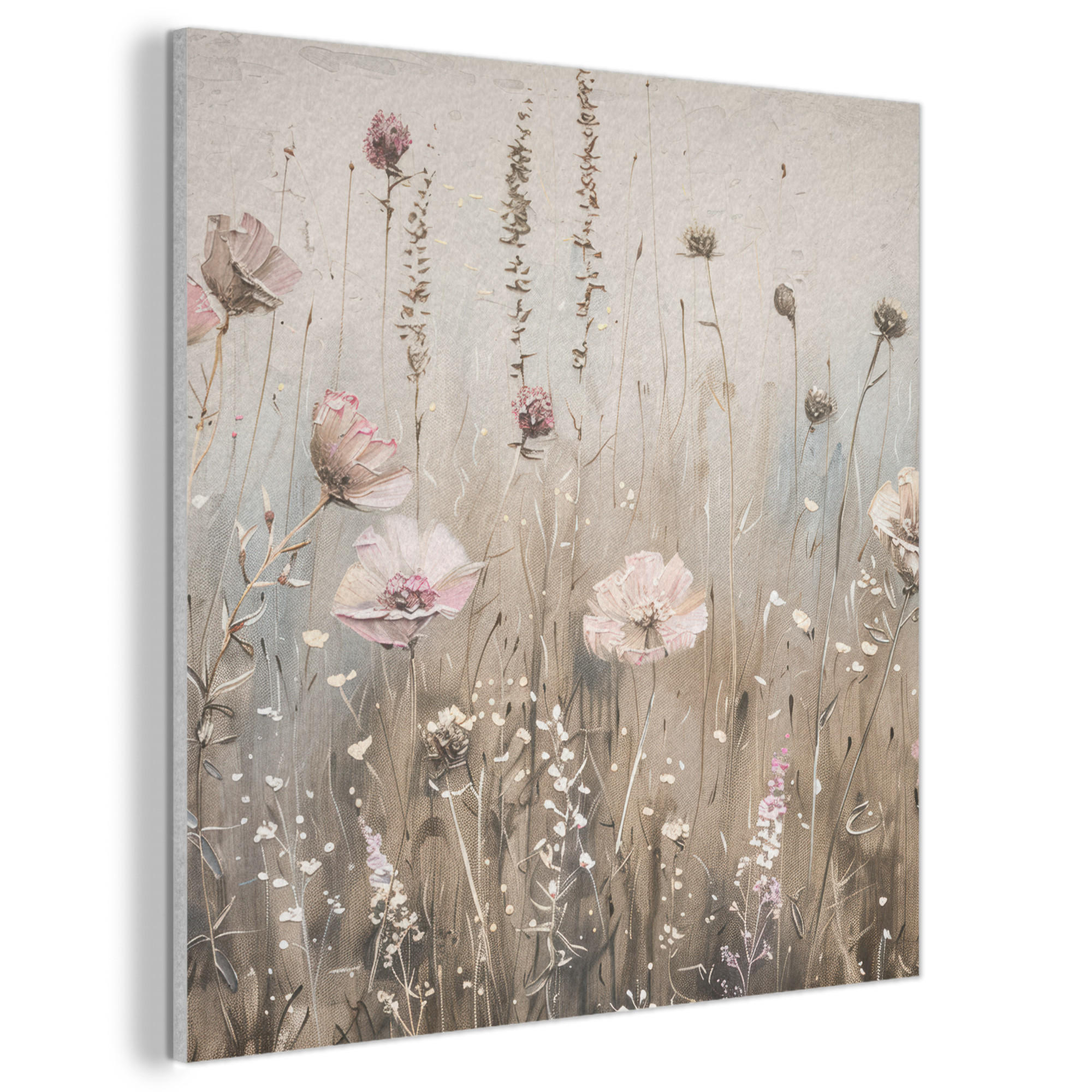 AKUSTIKBILD Blumen - Rosa - Modern - Beige Akustikpaneele 90x90 cm - Beige, Kunststoff (90/90/0.9cm) - MuchoWow