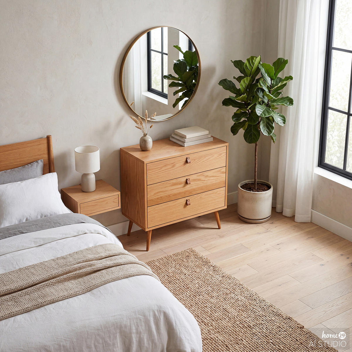 KOMMODE mit 3 Schubladen - Echtholzfurnier Eiche - Braun, Eichenholz/Holz (80/75/40cm) - home24