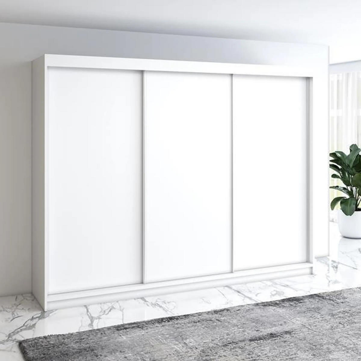 SCHWEBETÜRENSCHRANK 200 CM MERO Farbe: Schwarz / weiß / schwarz / weiß - Schwarz/Weiß, Holzwerkstoff (200/215/59.5cm) - A&J MöbelLand