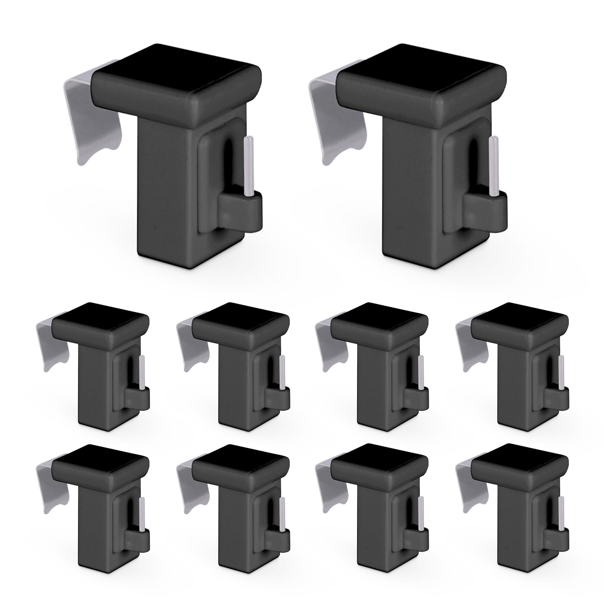 KLEMMTRÄGER für Vitragestangen 10er Pack - Anthrazit, Kunststoff (2/4/4cm) - Bestlivings