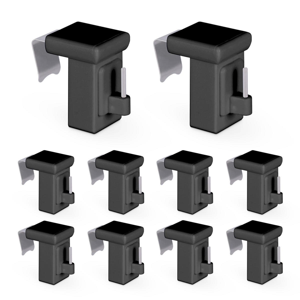 KLEMMTRÄGER für Vitragestangen 20er Pack - Anthrazit, Kunststoff (2/4/4cm) - Bestlivings
