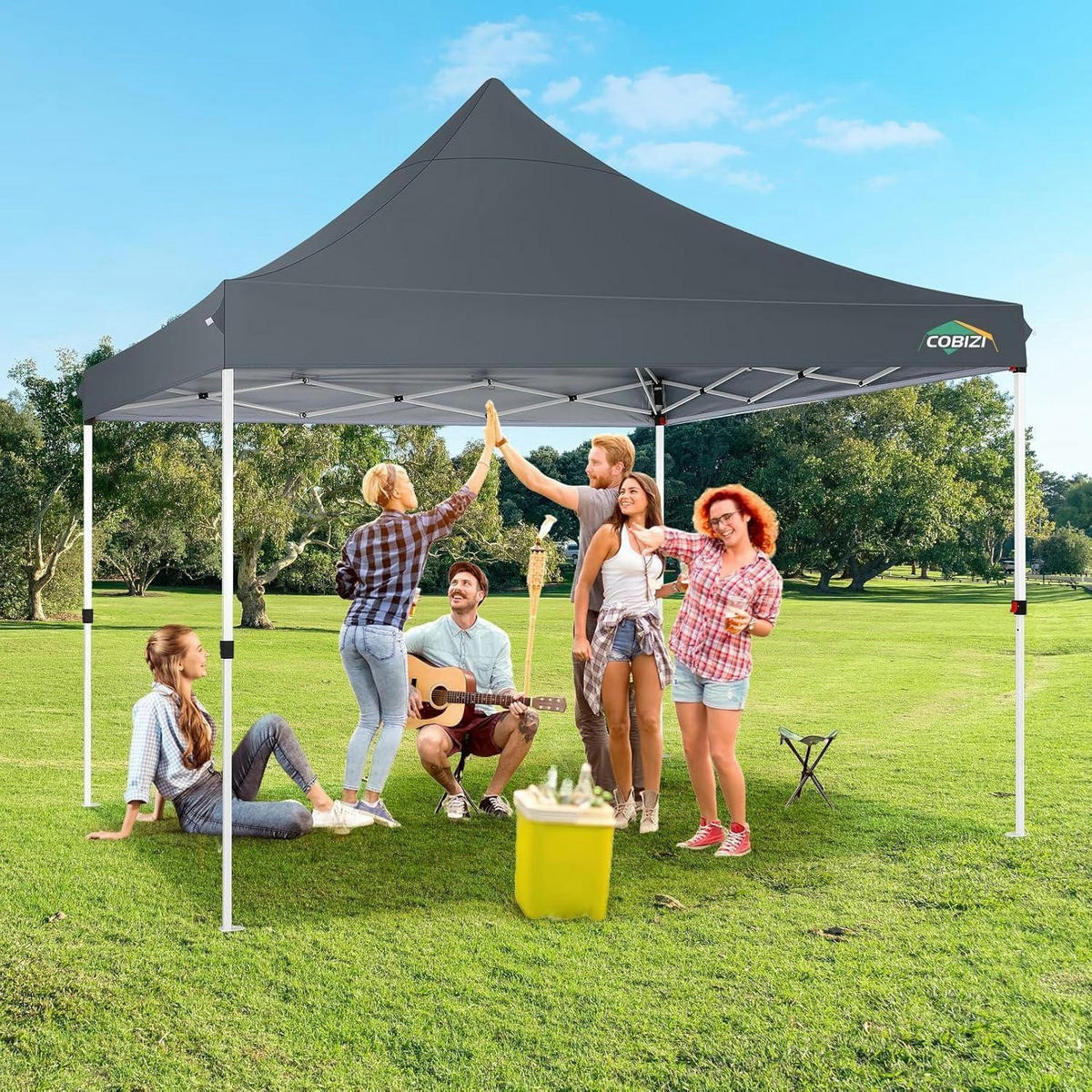 FALTPAVILLON 3x3m Grau Wasserdicht mit 4 Seitenwänden - Grau, Textil (300/315/300cm)