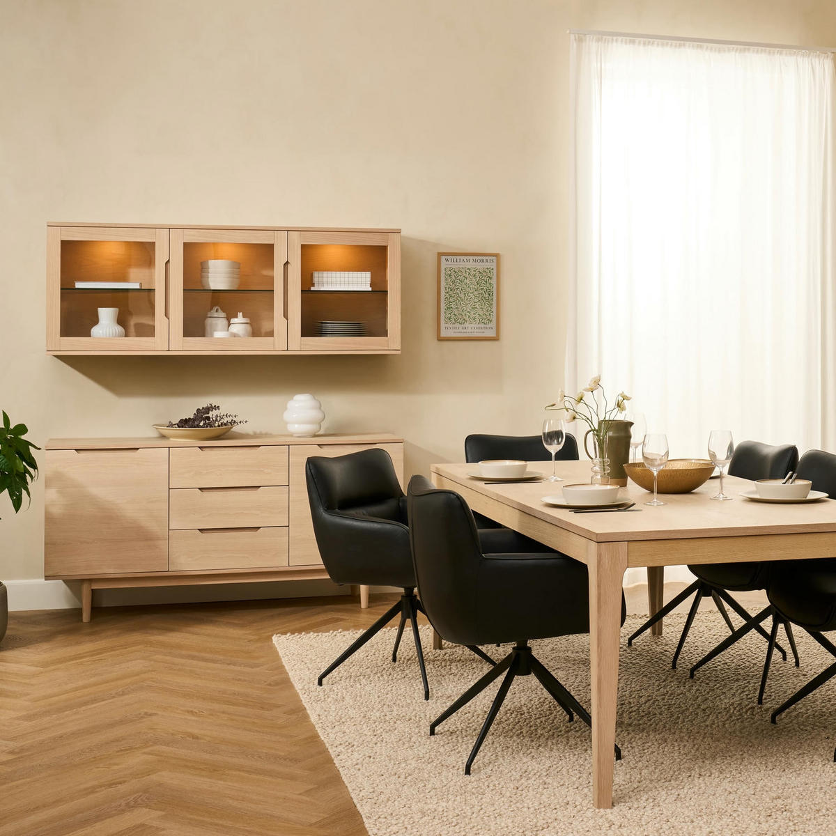 VITRINE Eiche bianco - Eiche Bianco/Eichefarben, Holzwerkstoff (160/60/37cm) - Furnhouse