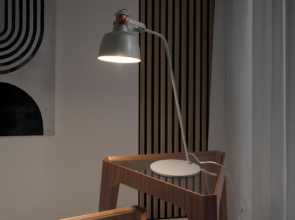 TISCHLEUCHTE Tischleuchte grau Stahl und Bronze Details 42/18/60 cm - Grau, Metall (18/42/60cm) - ANGEL CERDA