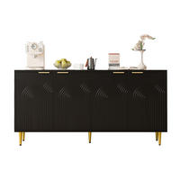 SIDEBOARD 4 Türen Goldgriffe Soft-Close verstellbare Böden Holzoptik Hochglanz Beine modern - Goldfarben/Schwarz, Holzwerkstoff/Metall (160/80/40cm) - EVRYAE