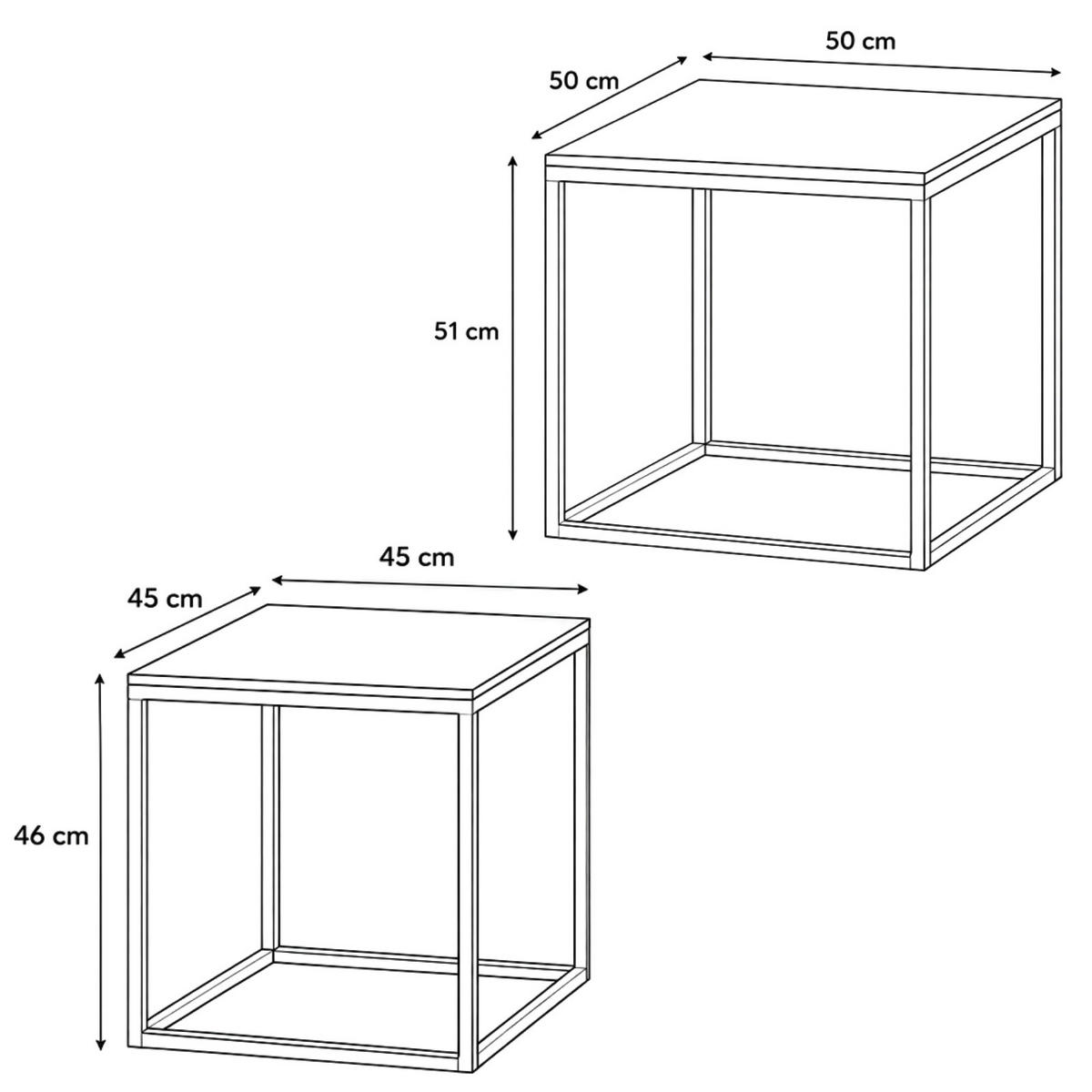 COUCHTISCH 2er-Set quadratisch Schwarz, Grau - Grau, Metall (50/50/50.5cm) - SCENA LIVING