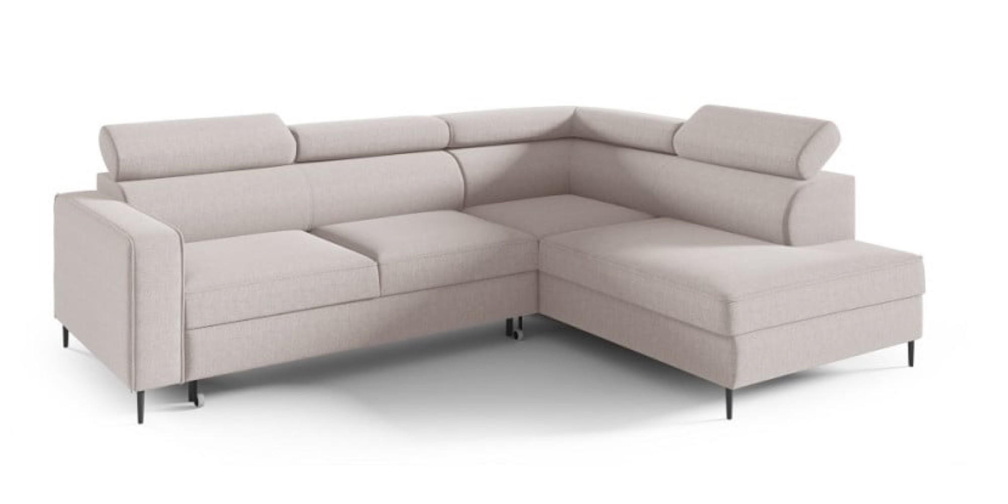 ECKSOFA Beige FERO Mit Verstellbaren Kopfstützen Rechts - Beige, Naturmaterialen/Textil (203/265cm) - Sepro Meble