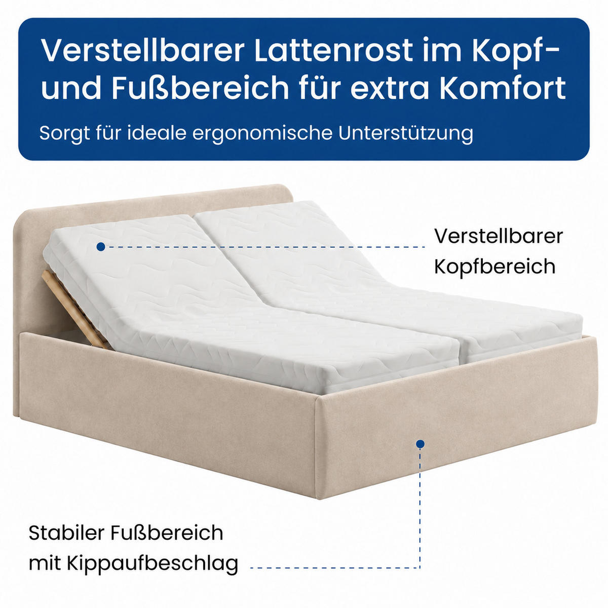 POLSTERBETT 200x200 cm Microvelours in Beige - Beige, Textil (200/200cm) - Home Collective