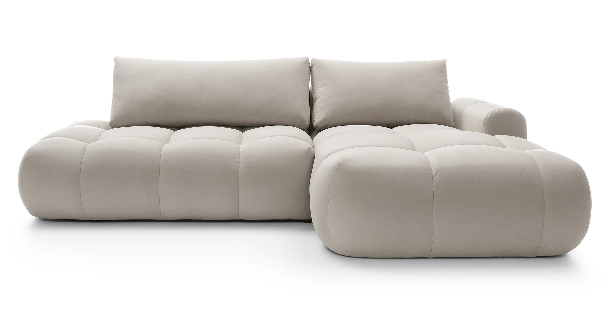 ECKSOFA Ombo Graubeige Velours 280 cm - Greige/Schwarz, Kunststoff/Textil (284/167cm) - Selsey