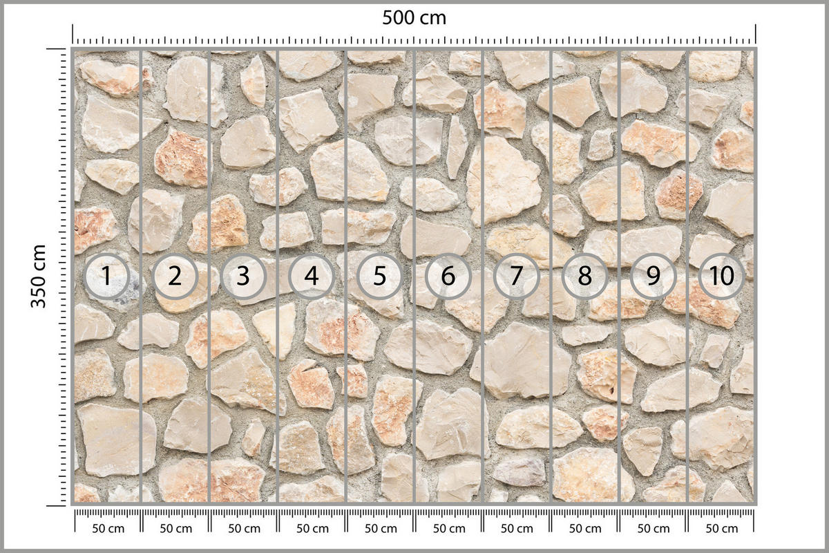 FOTOTAPETE für Wohnzimmer Steinmauer Ziegel Wand Industrial Textur 500x350 - Weiß/Grau, Papier (500/350cm) - Muralo
