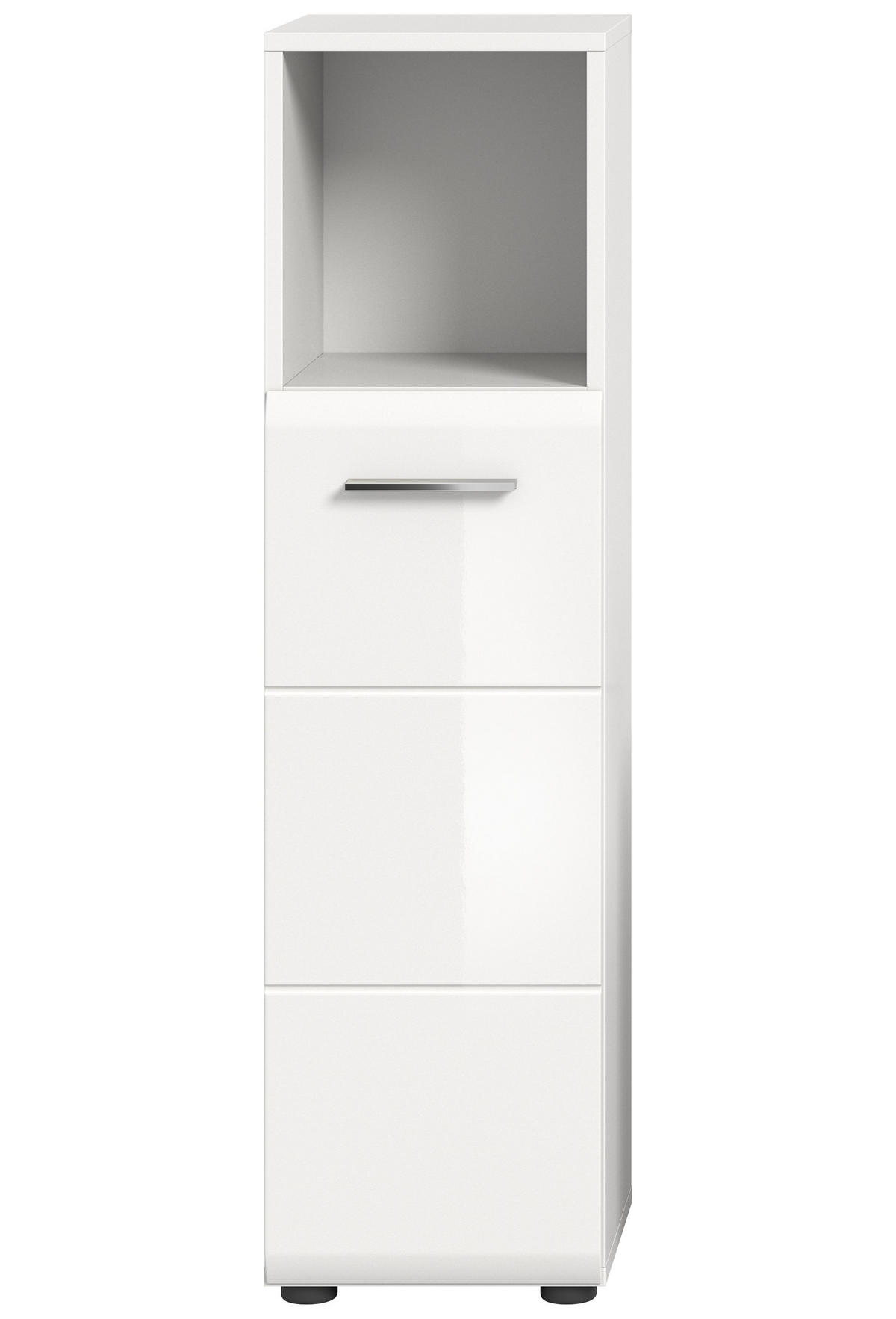 STANDSCHRANK hoch Ice Bad in weiß Nachbildung und weiß hochglanz B/H/T: 30x110x30 cm - Weiß, Holz (30/110/30cm)