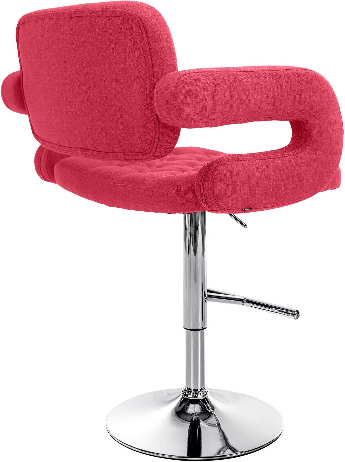 BARHOCKER Stoff rot - Chromfarben/Rot, Textil/Metall (62/103/55cm) - CLP