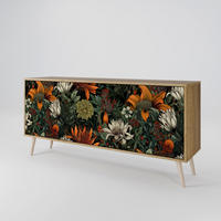 SIDEBOARD MIDNIGHT SPROUT, Eicheneffekt, 164,5x42x77,5 cm, 3 Türen - Eichefarben/Buchefarben, Holzwerkstoff/Buchenholz (164.5/77.5/42cm) - SpaceRebels
