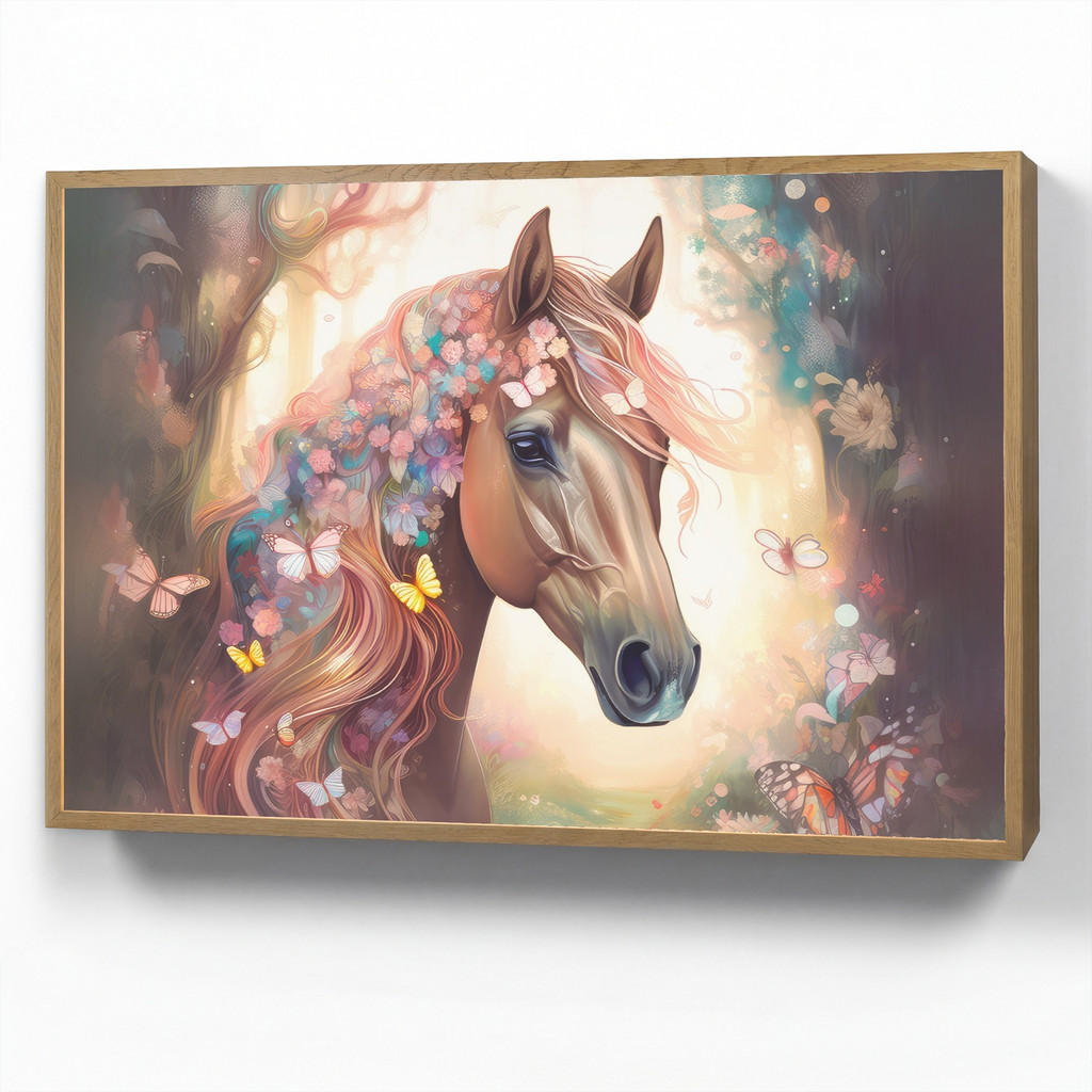 OnlyWow NÁSTĚNNÁ LAMPA S AKUMULÁTOREM Kůň - Příroda - Květiny - Motýli - Les 100x70 cm