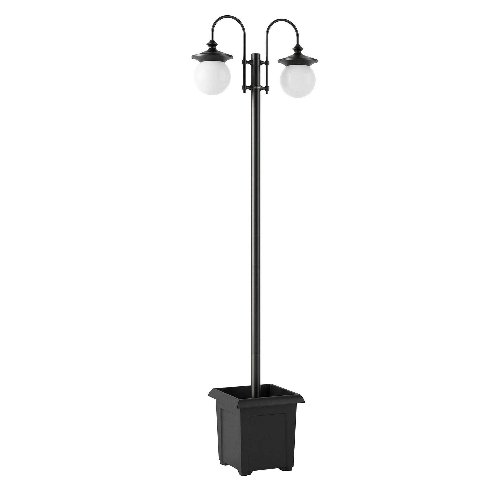 SOLARLATERNE ABS Edelstahl Schwarz - Schwarz, Metall (53.5/30/182cm) - Outsunny