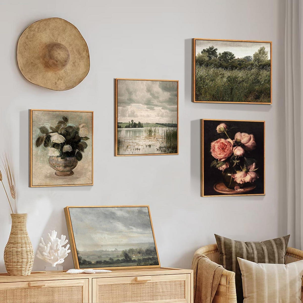 POSTER mit Holzrahmen Peonien 20 x 25 cm - Rosa, Holz (20/0.5cm)