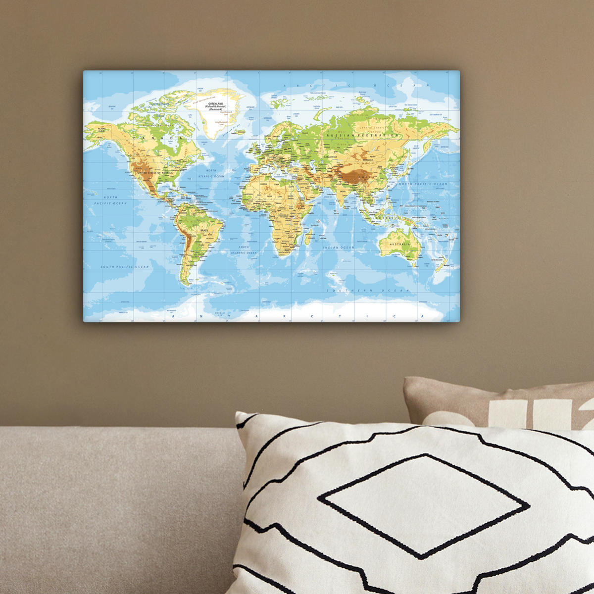 LEINWANDBILD Weltkarte - Statistisch - Blau - Erde - Bildung 30x20 cm - Blau, Textil (30/20cm) - MuchoWow