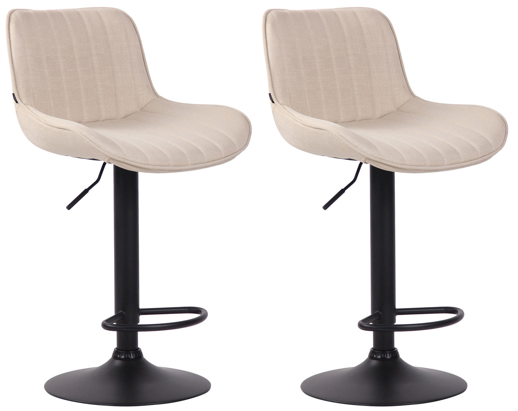 BARHOCKER 2er Set Stoff creme - Creme/Schwarz, Textil/Metall (50/86/50cm) - CLP