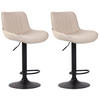 BARHOCKER 2er Set Stoff creme - Creme/Schwarz, Textil/Metall (50/86/50cm) - CLP