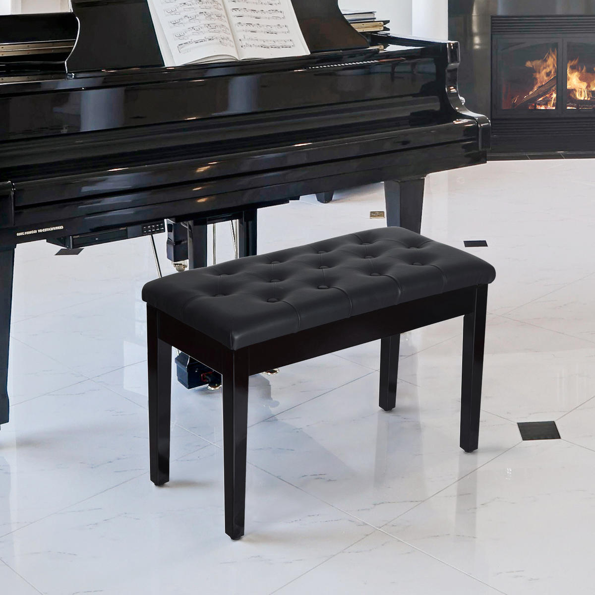 KLAVIERHOCKER, Klavierbank, Schwarz - Schwarz, Holz (36/50/76cm) - HOMCOM
