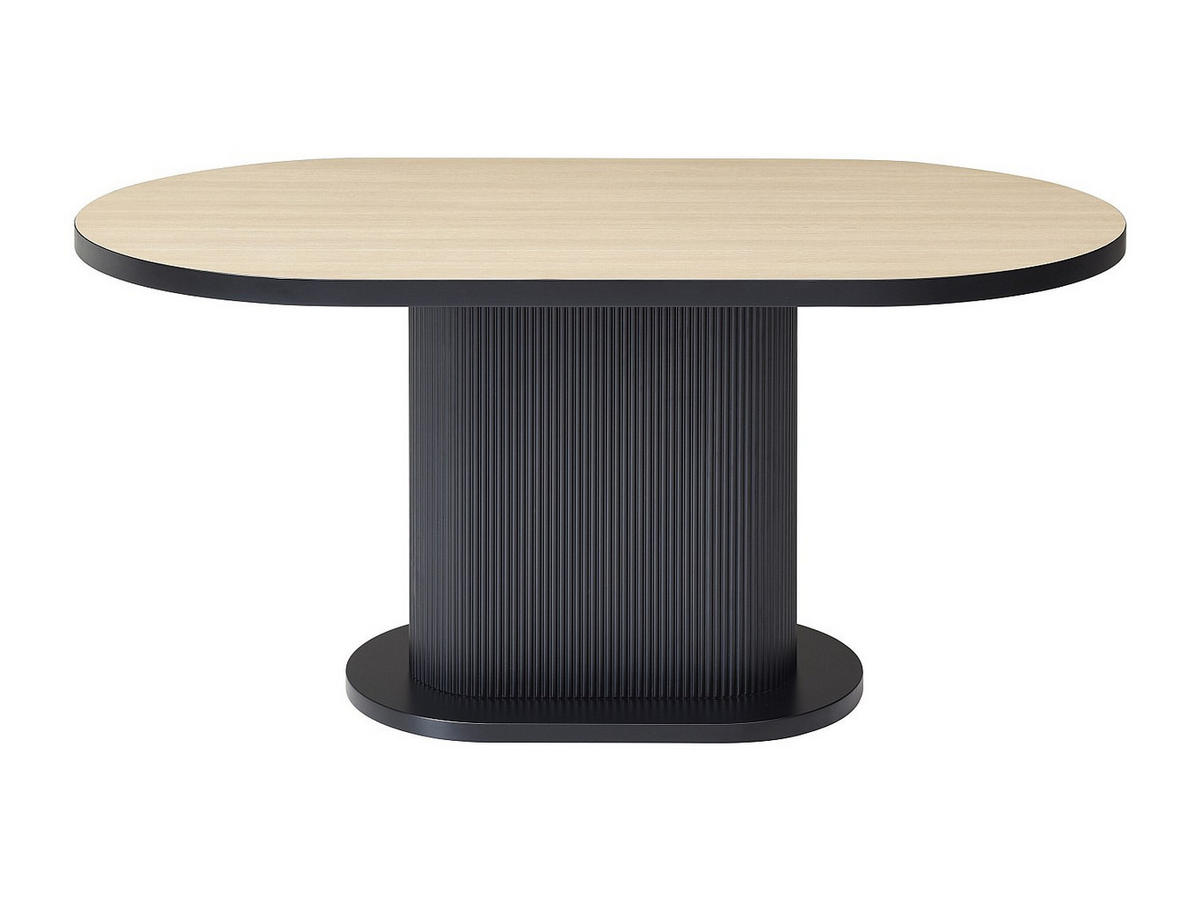 ESSTISCH - 6 Personen - MDF - Holzfarben & Schwarz - CALIENO - Schwarz, Holz (160/90/76cm) - Vente-Unique