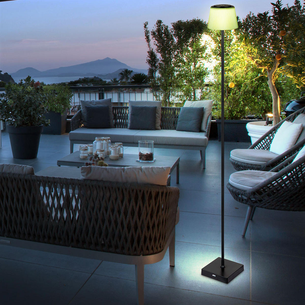 LED STEHLEUCHTE Touchdimmer Schwarz - Schwarz, Metall (14/14/120cm) - Globo Lighting