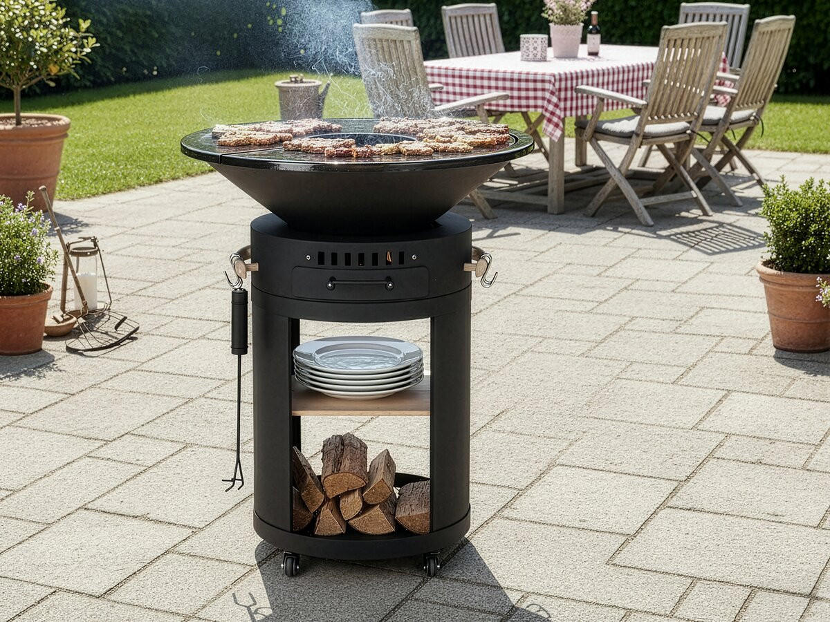 HOLZKOHLENGRILL cesar premium Schwarz - Schwarz, Metall (81/99/81cm) - Habitat Garten