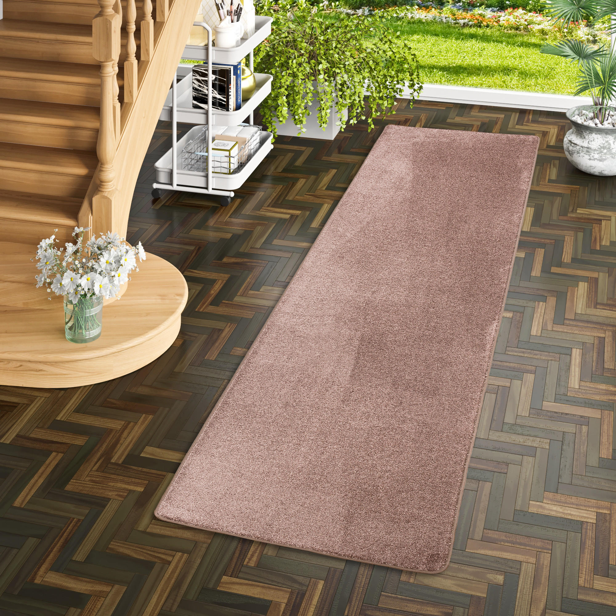 HOCHFLOR VELOURS LÄUFER TEPPICH LUNA - Mokka, Textil (100/400cm) - Snapstyle