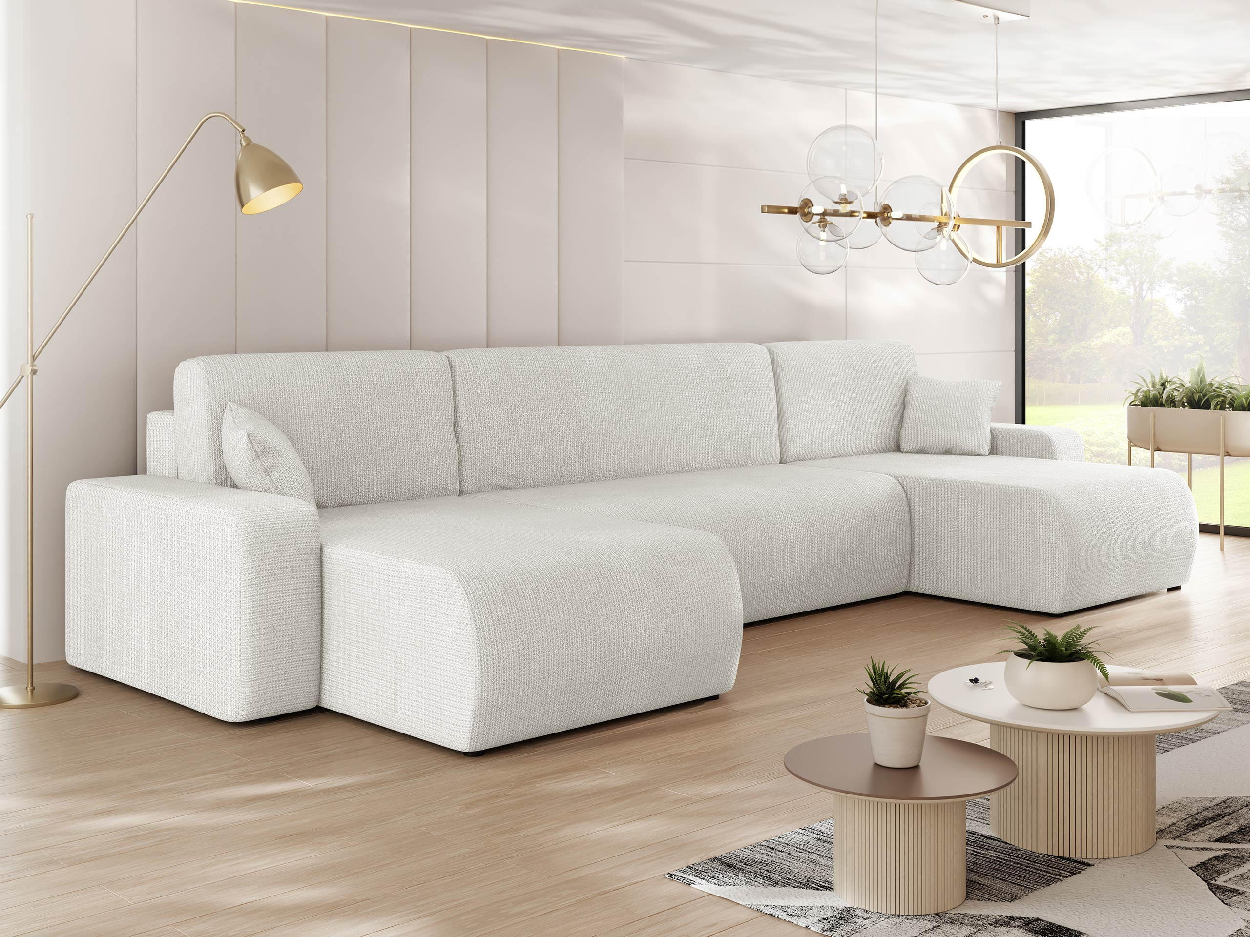 WOHNLANDSCHAFT Piano U - Creme/Schwarz, Holz/Kunststoff (312/82/145cm) - MIRJAN24