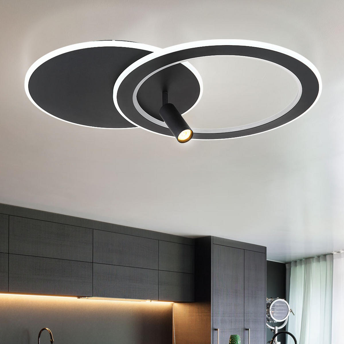LED DECKENLEUCHTE Marian Schwarz Metall - Schwarz, Metall (69.5/49.2/13.5cm) - Globo Lighting
