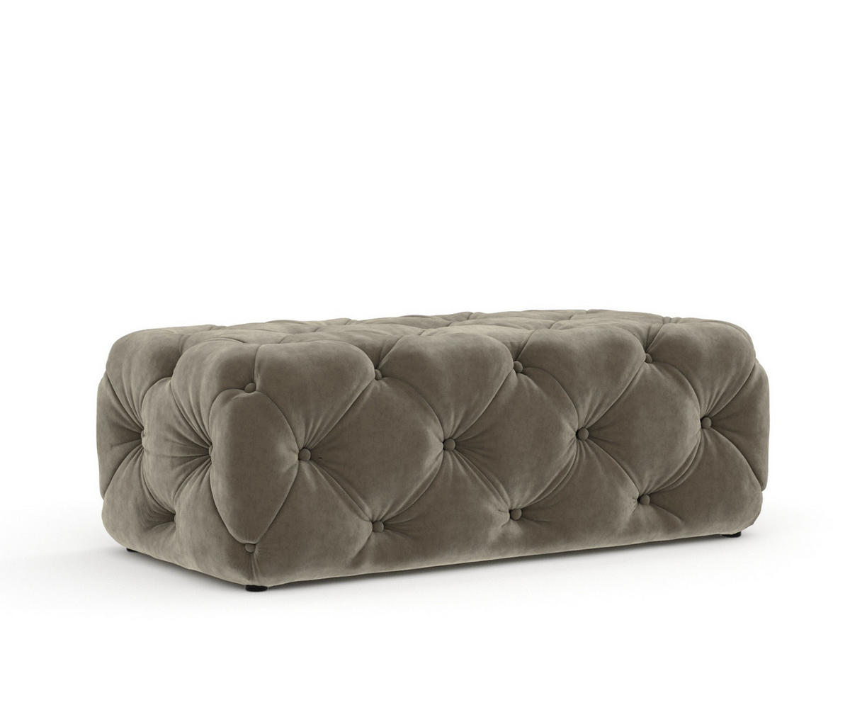 POUF Cosimo Taupe Samtstoff - Taupe/Schwarz, Holz/Holzwerkstoff (130/39/65cm) - Maison de Reve