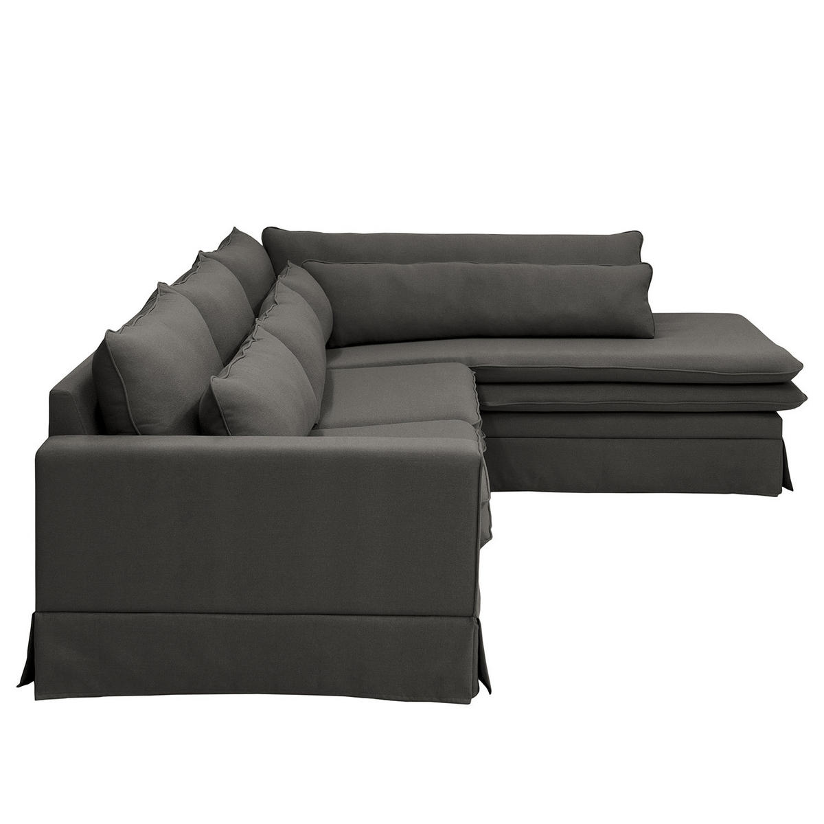 ECKSOFA mit Husse - Ottomane, Webstoff - Anthrazit/Schwarz, Kunststoff/Textil (299/222cm) - home24