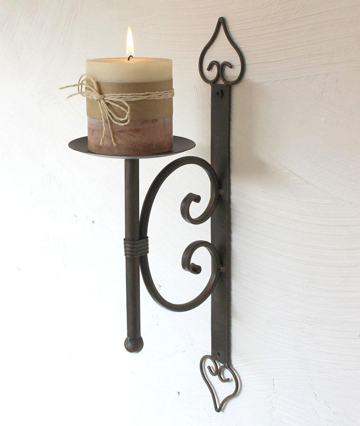 WANDKERZENHALTER Metall Schwarz/Antikbronze 41 cm - Schwarz, Metall (11/41/11cm) - DanDiBo