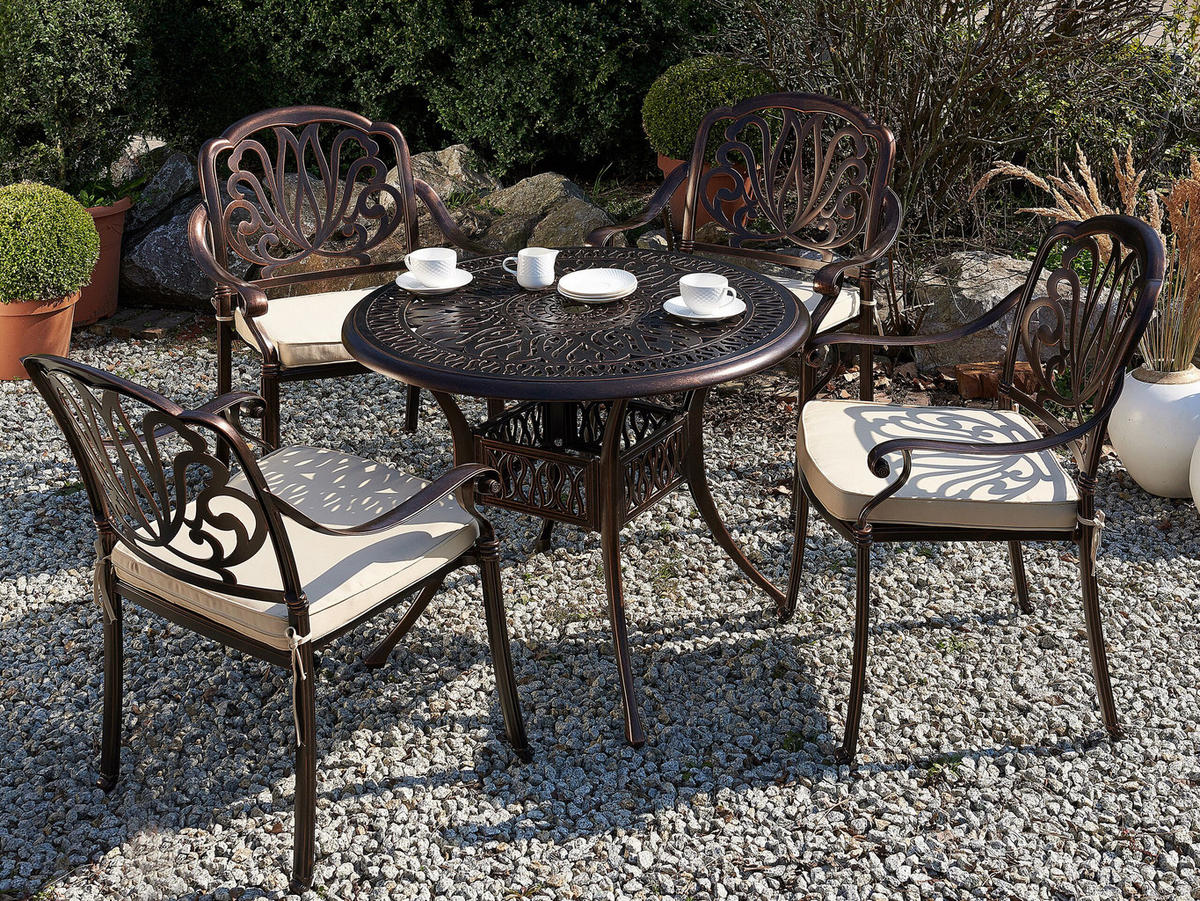 GARTENTISCH Metall Dunkelbraun Ancona - Braun, Metall (90/90/72cm) - Beliani