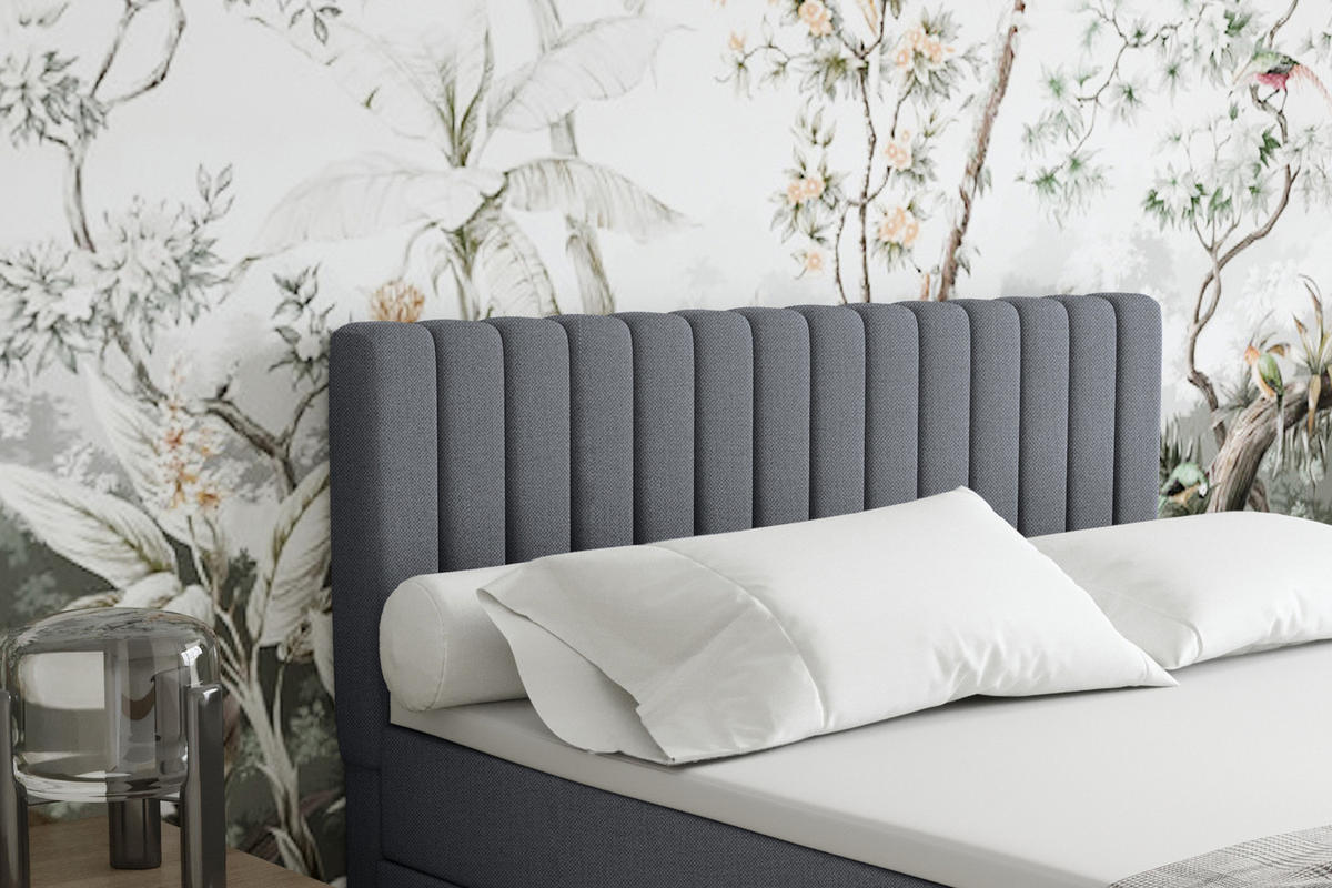 BOXBETT Everest grau 160 x 200 cm Doppelbett mit hochwertiger Bonell-Matratze und Topper - Dunkelgrau, Holz (160/200cm) - Panda Möbel