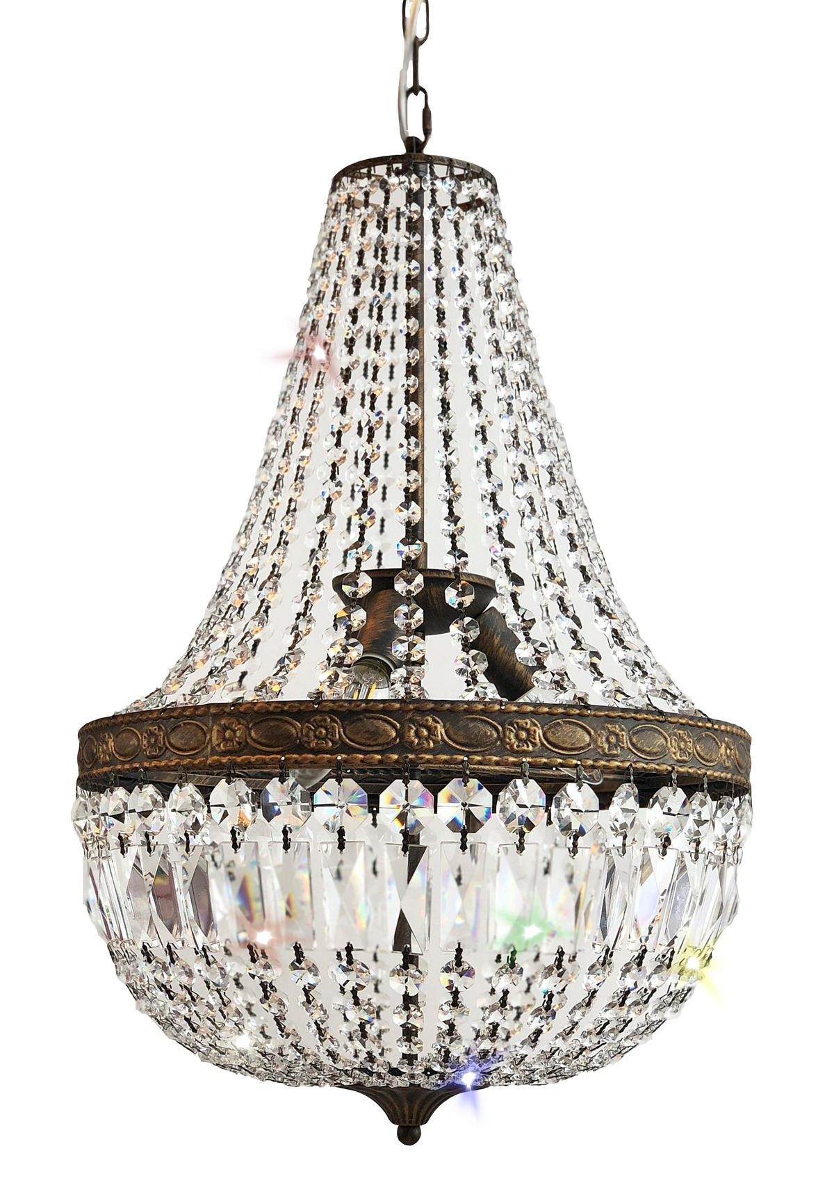 KRONLEUCHTER Korblüster Florence Antik Ø40cm aus geschliffenen funkelnden Kristallen - Braun, Glas (40/40/55cm) - PGA Lights