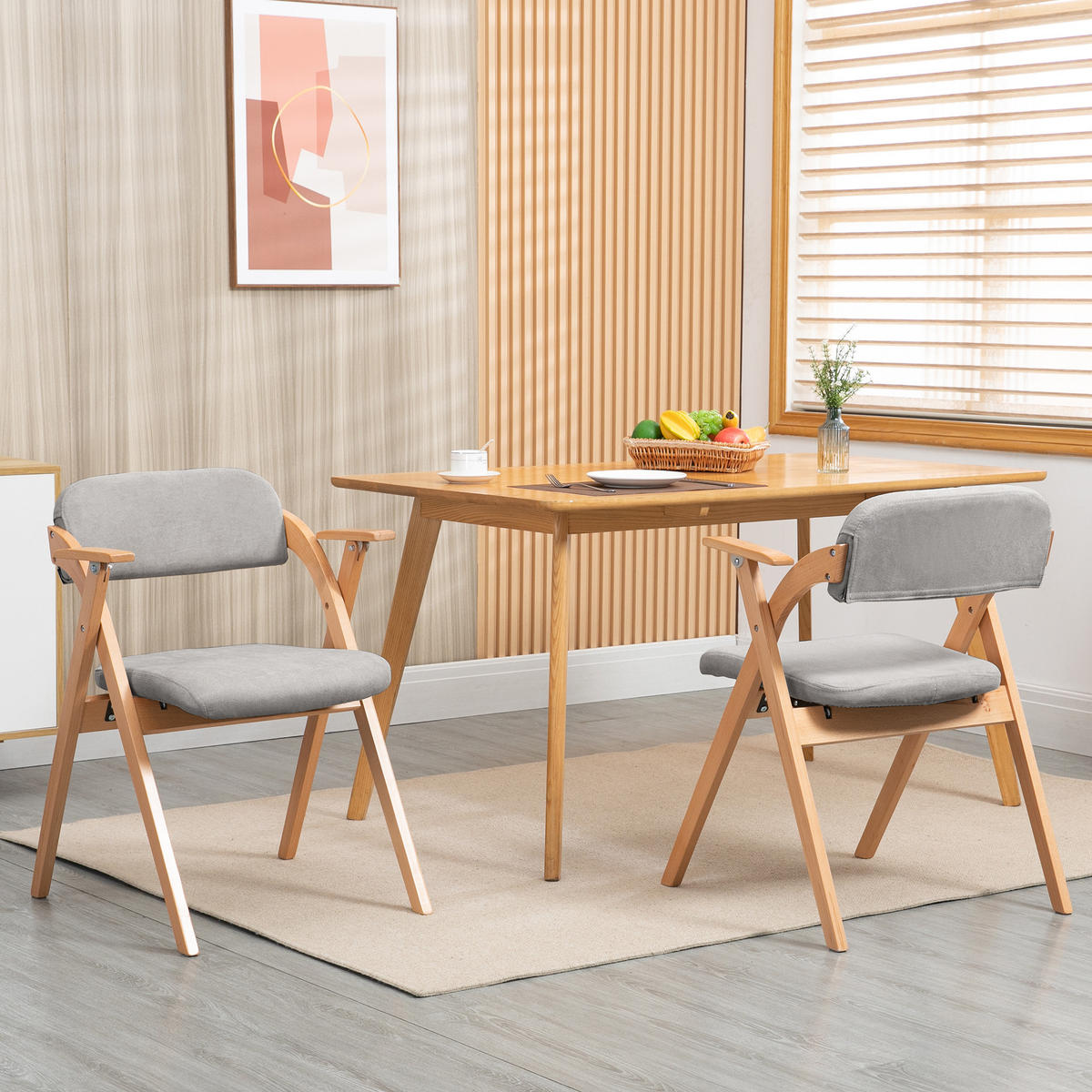 KLAPPSTUHL DE-36270 2er-Set mit Armlehnen Grau - Grau, Holz (60/79/52.5cm) - ComfortXL