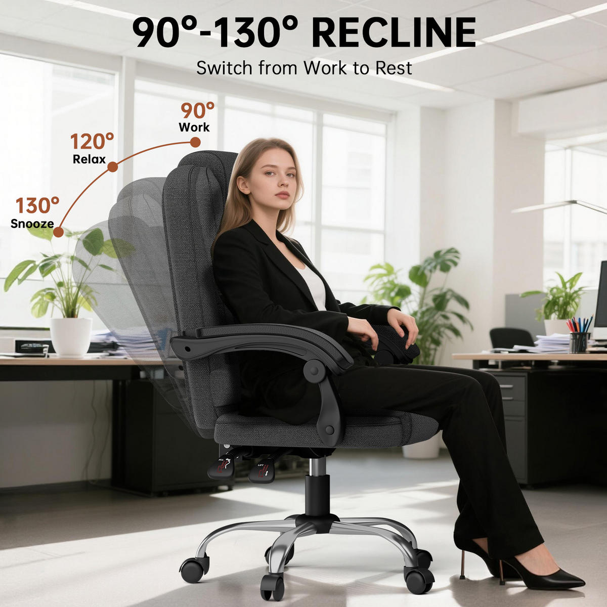 BÜROSTUHL Schwarz-Grau Serie Ergonomisch Stoff - Grau, Metall (32/58.5/70cm) - Rattrix