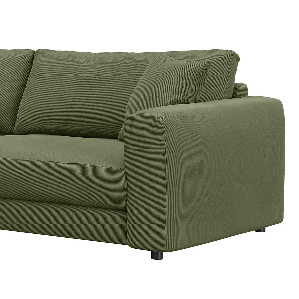 ECKSOFA mit Longchair - Schwarz/Grün, Textil (238/183cm) - home24