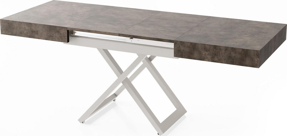 COUCHTISCH Cavetta U höhenverstellbar ausziehbar, Dunkelgrauer Chicago Beton 120-200/80/27-76 cm - Kaschmir/Dunkelgrau, Holzwerkstoff/Metall (80/120/76cm) - WFL GROUP