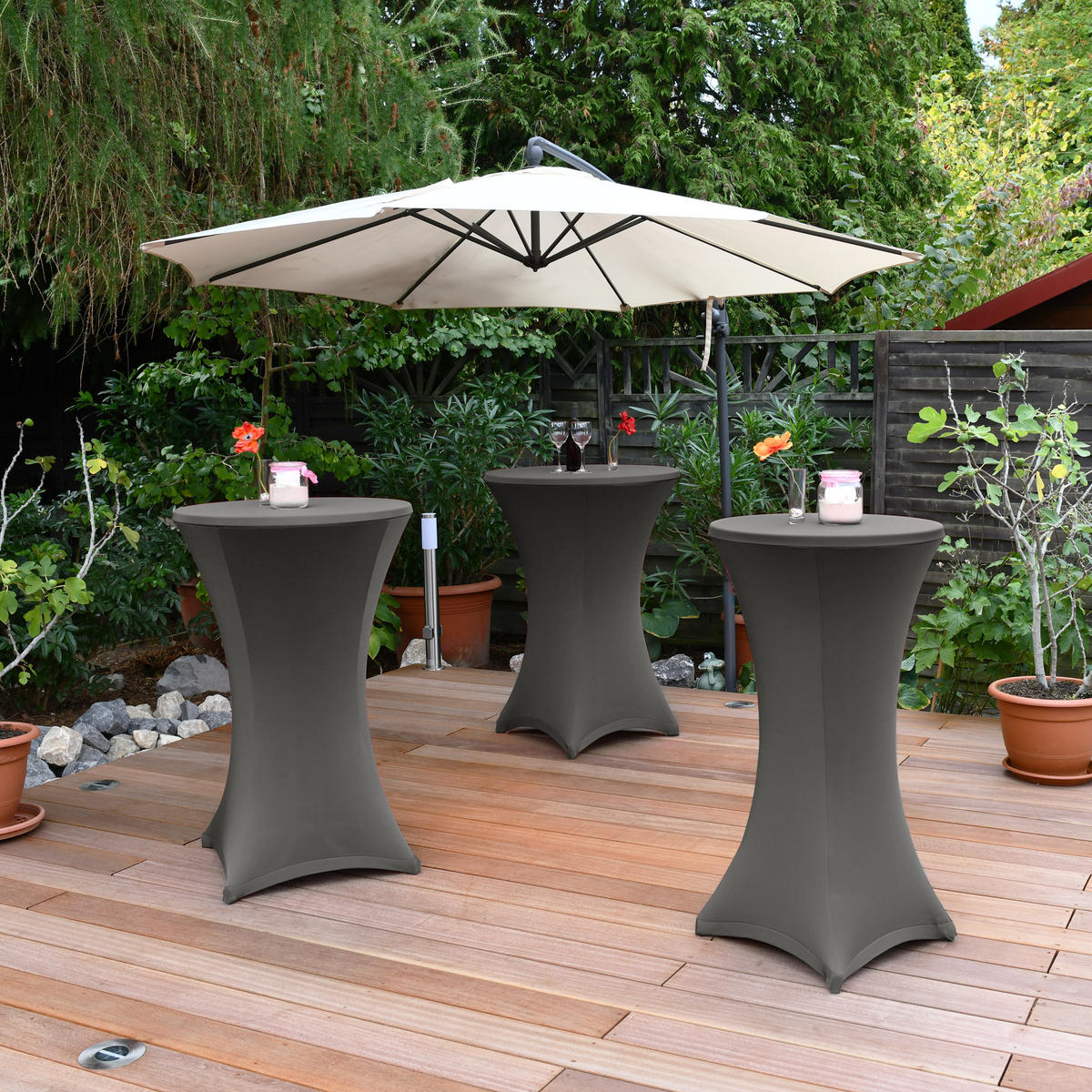 STEHTISCHHUSSE Stella Ø 80 cm Anthrazit (2tlg) - Anthrazit, Textil (80/120cm)