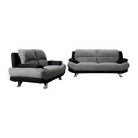 COUCHGARNITUR - 5 Personen - stoff - schwarz, grau Musko - Schwarz, Textil/Metall (200/89/91cm) - Vente-Unique