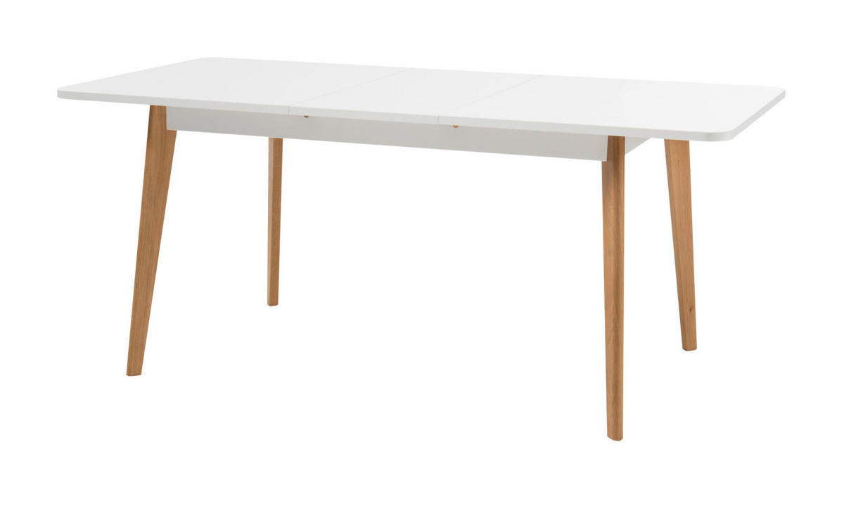 ESSTISCH weiß Eiche Riviera, Küchentisch skandinavisch ausziehbar mit Einlegeplatte 140-180 x 80 cm - Eichefarben/Weiß, Holzwerkstoff (140/80/75cm) - Furn.Design