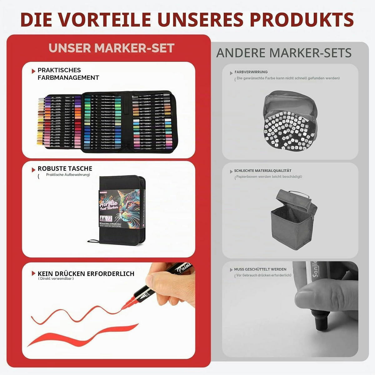 MARKER-SET 72 Farben Doppelspitze Tragetasche - Multicolor, Kunststoff (12/10/17cm)